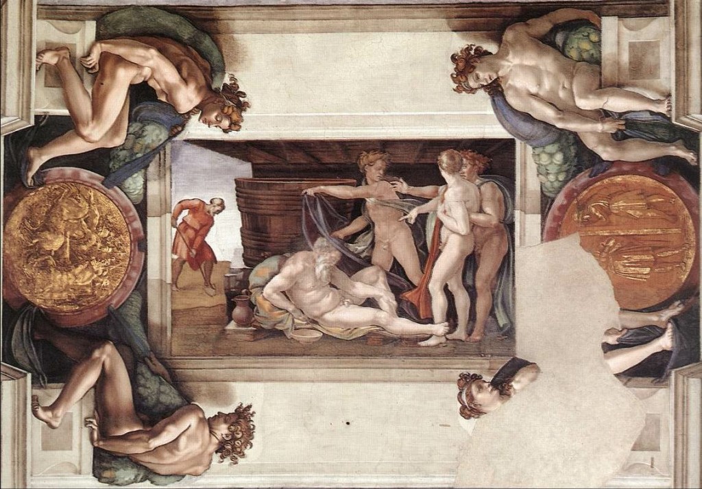 Nuh'un Sarhoşluğu(Drunkenness of Noah) - Michelangelo - Sistine Şapeli Tavanı