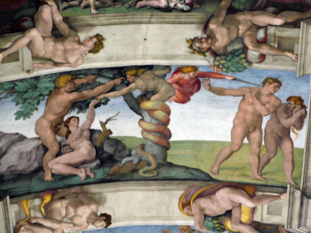 Şeytana Uyma ve Cennetten Sürülme(Temptation and Expulsion of Adam and Eve from the Garden) - Michelangelo - Sistine Şapeli Tavanı 