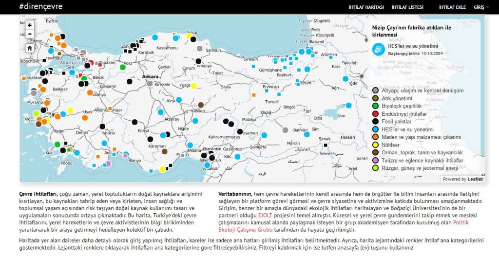 Halktan katılımlarla, rant için doğa katliamlarını ortaya çıkaran ve çevre ihtilaflarının verilerini derleyerek halka paylaşarak AKP iktidarının çevre performansını ortaya koyan direncevre.org internet sitesi