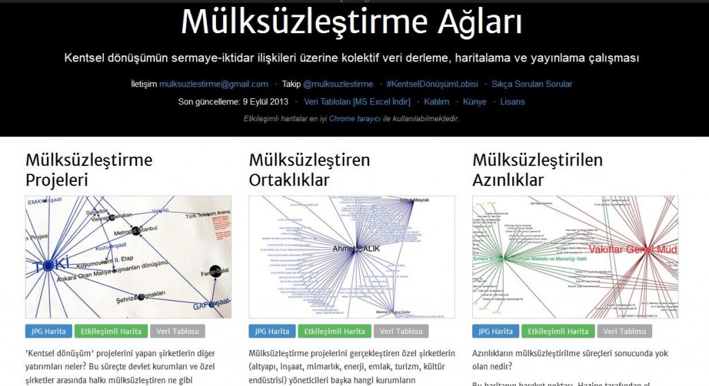 AKP iktidarı süresince kentsel dönüşüm adı altında iktidarın ihale verdiği firmaların medya-ihale ilişkilerini de ortaya koyan ve Gezi direnişinden sonra ortaya çıkan Mulksuzlestirme.Org internet sitesi